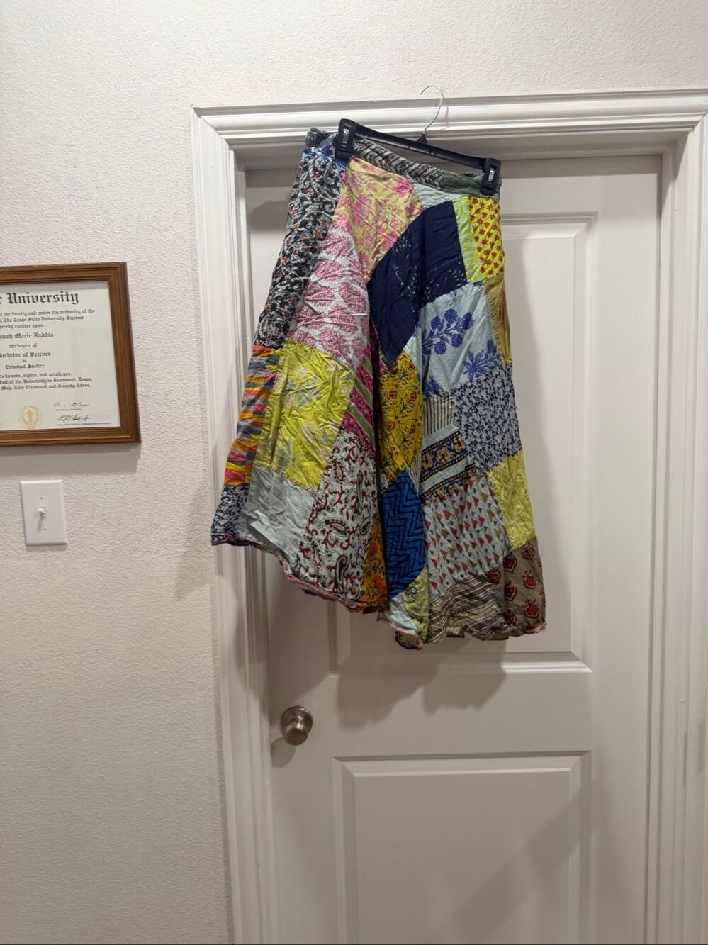 Boho Patchwork Wrap Skirt Small Floral Print Tie Waist Bohemian Midi Kantha